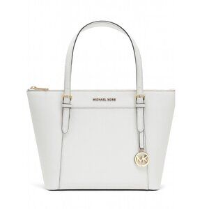 NWT Michael Kors Ciara Large East West Top Zip LeatherTote – Optic White